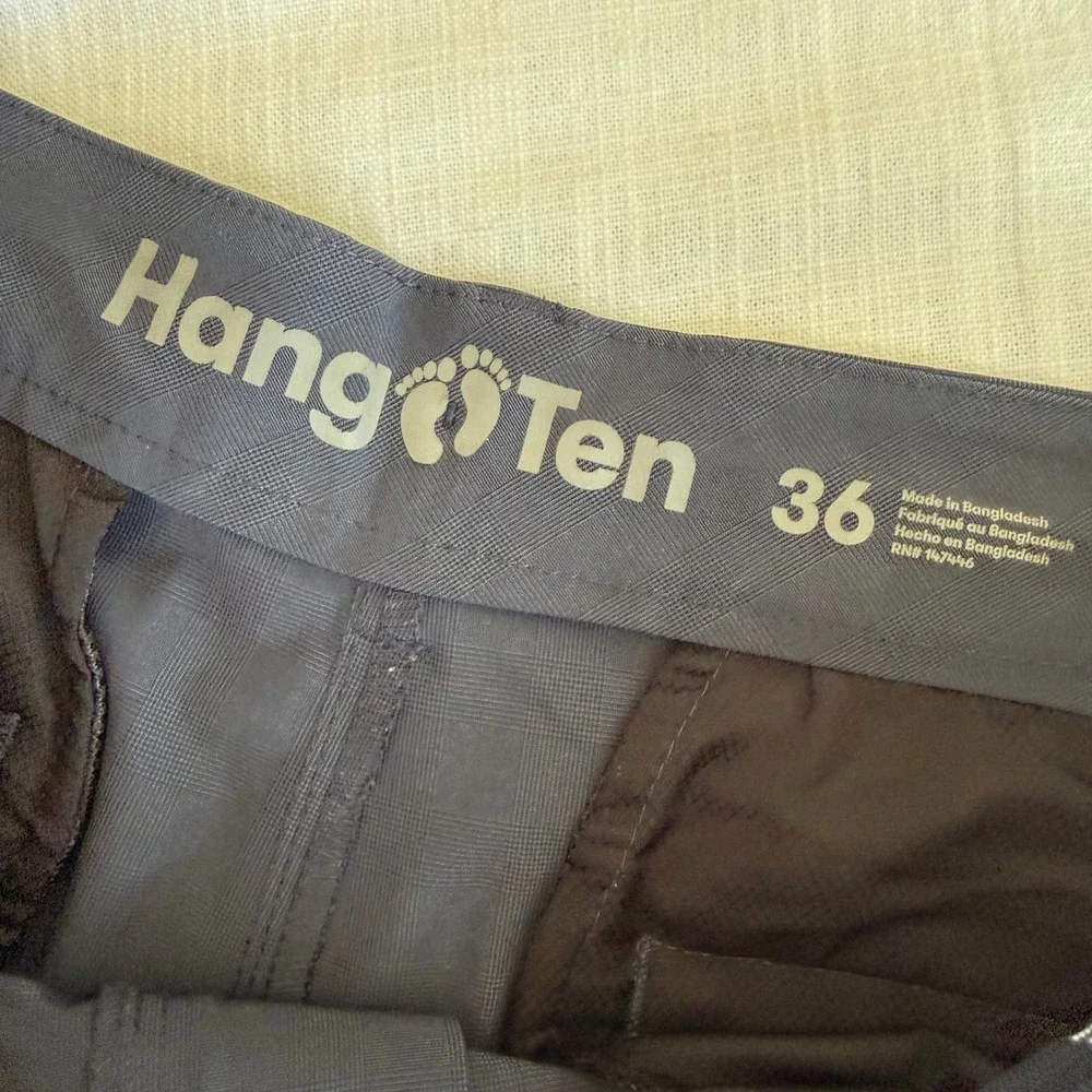 Hang Ten Mens Hybrid Performance Shorts Navy Blue Plaid Size 36 Stretch Golf